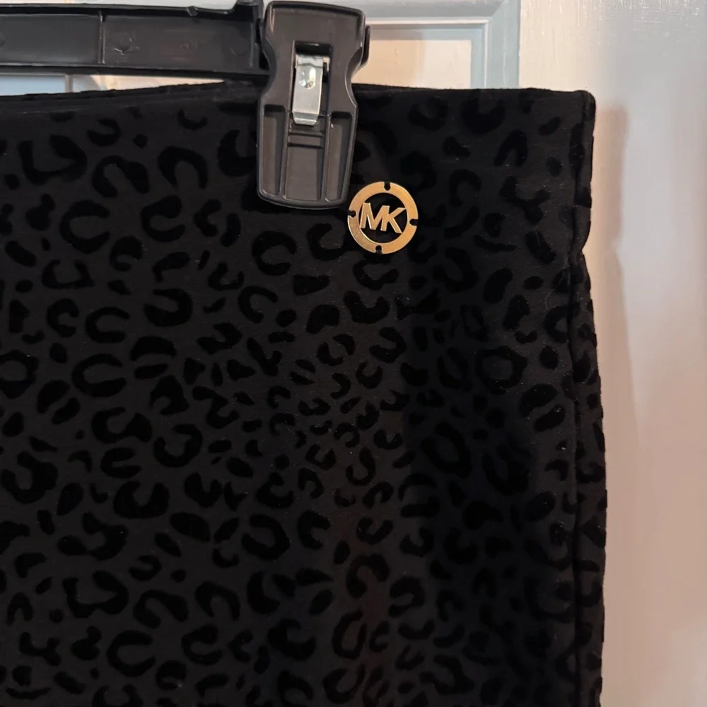 Michael Kors Black Leopard‎ Textured Pants XL Stretch Slim Ankle